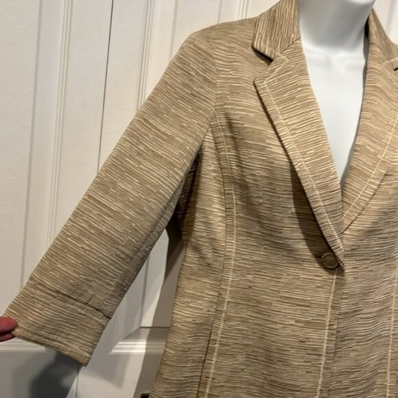 Nine West Textured Gold Cream Lined Long Blazer Size XS - Picture 5 of 14